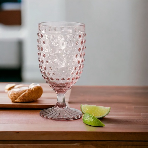 Martha Stewart Chauncey Hobnail Goblet in Pink (Set of Two) - Picture 3 of 7